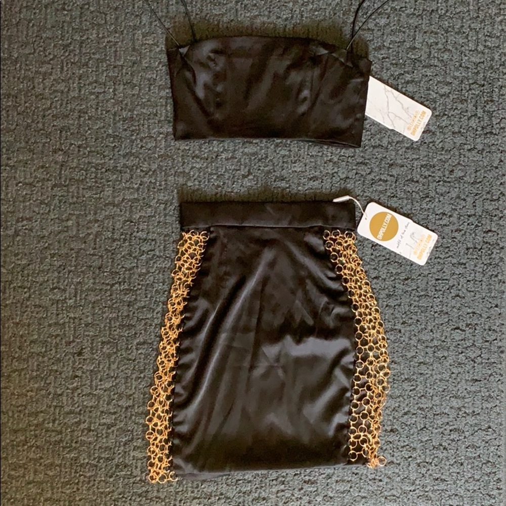 2 piece satin skirt set